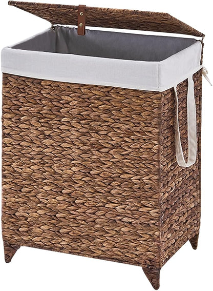 Laundry Hamper with Lid and Removable Liner Bag, Handwoven Natural Hyacinth by LGENHOOMHandwovenNaturalWaterHyacinthBasket