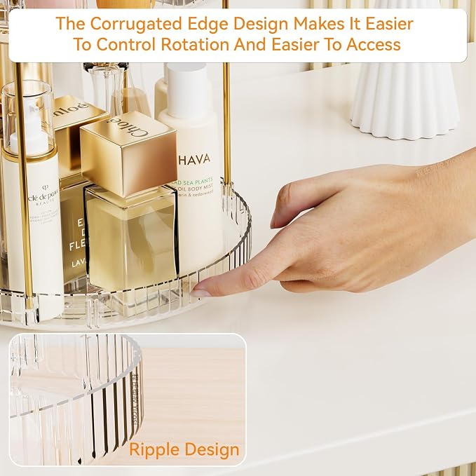 Yieach Acrylic 360 Rotating Makeup Organizer and Perfume Organizer, 2 Tier Make - Image 6