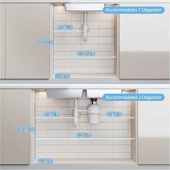 ADBIU Under Sink Organizer 2 Packs 2 Tier Expandable Height Under-Sink - Image 7