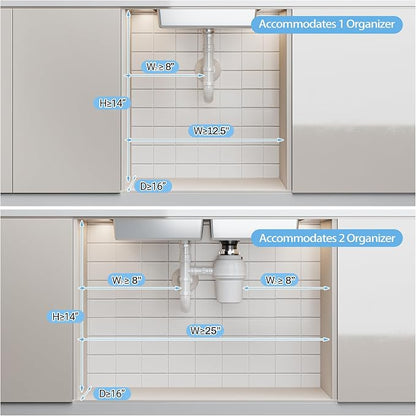 ADBIU Under Sink Organizer 2 Packs 2 Tier Expandable Height Under-Sink - Image 7