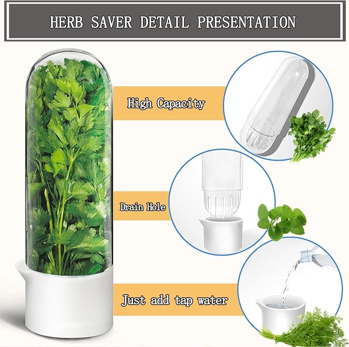 Herb Saver, Herb Keeper for Refrigerator, Cilantro Container for Fridge - Image 5