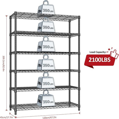 IZEUK 6-Tier Heavy Duty Metal Wire Shelving Unit, Adjustable Storage Rack - Image 3