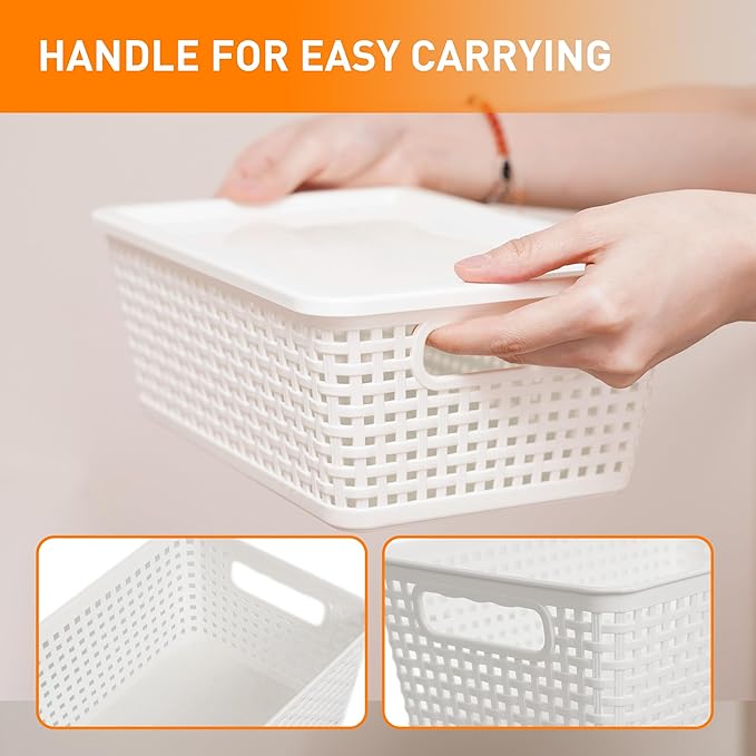 Plastic Storage Baskets With Lid, Storage Bins - Image 4