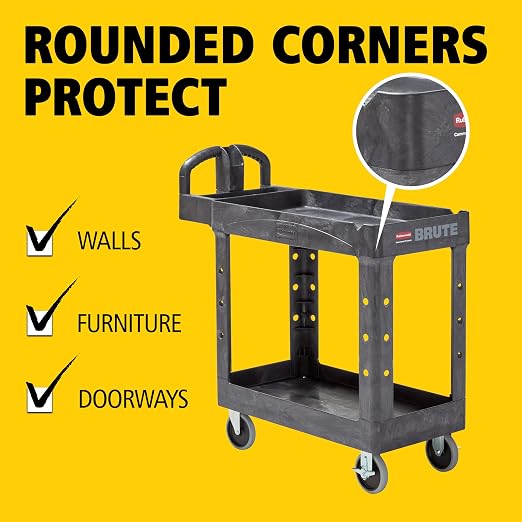 Rubbermaid Commercial Products 2-Shelf Utility/Service Cart, Lipped Shelves - Image 4