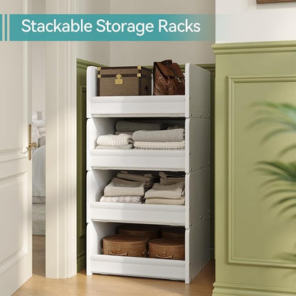 FOUCSSOMEI Closet Organizer and Storage, 4 Tier Stackable Storage Organizer - Image 4