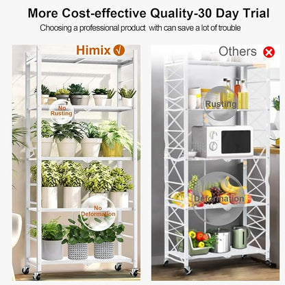 Himix Storage Shelves with 20 Hooks, 5-Tier Foldable Shelves - Image 6