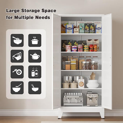 71" Tall Metal Pantry Cabinet, Kitchen Storage Cabinet - Image 4
