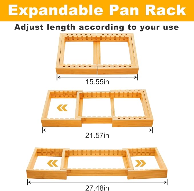 MinBoo Bamboo Expandable Pot Lid Organizer Pot Lid Holder, Pot and Pan - Image 7