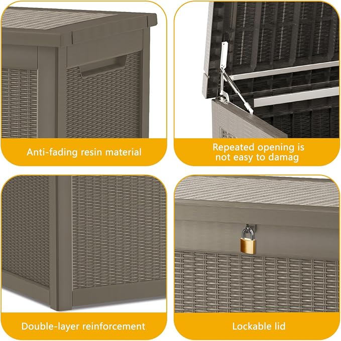 320 Gallon Deck Box, Resin Outdoor Indoor Waterproof Storage Box, Lockable - Image 6