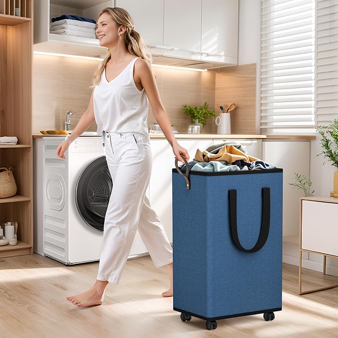 SpaceTrove Laundry Basket with Wheels, Collapsible Laundry Baskets, Laundry - Image 6