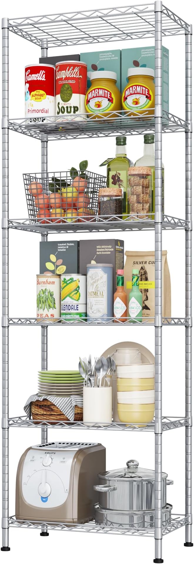 HOMEFORT 6-Shelving Unit, Adjustable Wire Shelving, Metal Wire Shelf Rack by HOMEFORT