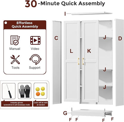 71" Tall Metal Kitchen Pantry Cabinet, Storage Cabinet - Image 6