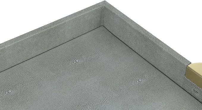 HofferRuffer Faux Leather Decorative Serving Tray, Elegant Coffee Table Ottoman - Image 4
