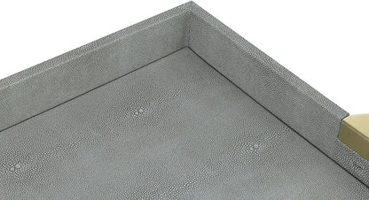 HofferRuffer Faux Leather Decorative Serving Tray, Elegant Coffee Table Ottoman - Image 4