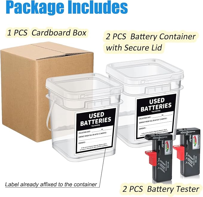 2 Pcs Battery Recycling Container - Image 2
