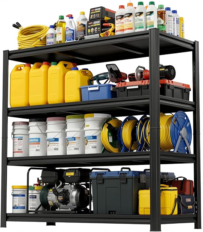45" W Garage Shelving 4-Tier Heavy Duty Storage Shelves, Adjustable Metal Shelf by KILISTEELS