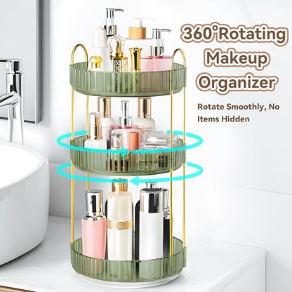 360° Rotating Makeup Organizer for Vanity, 3 Tier Perfume Organizers - Image 4