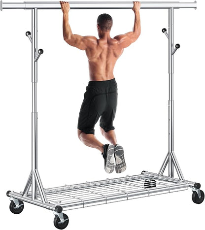 Heavy Duty Clothes Rack Load 530 lbs, Metal Rolling Clothing Rack by Gewudraw
