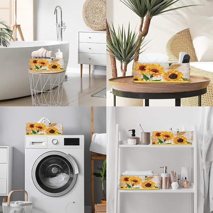 Sunflower Bright Letters Bathroom Storage Basket, Foldable - Image 5