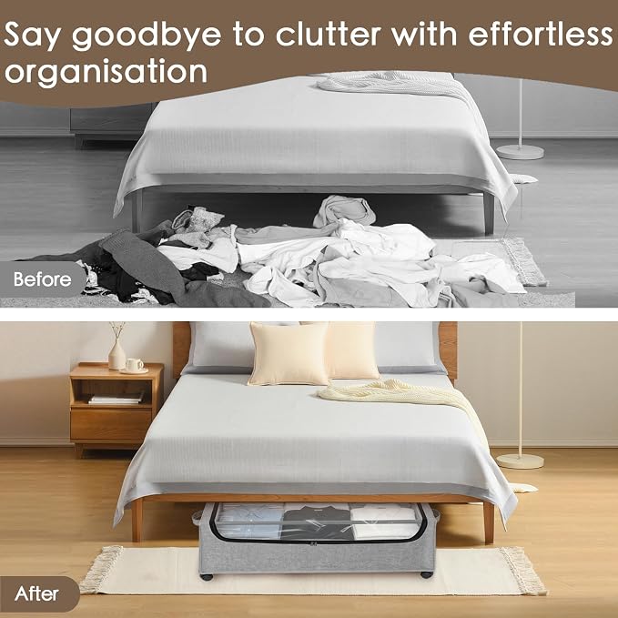 Under Bed Storage with Wheels, Underbed Storage Bins, XXXL 85L 11 inches - Image 7