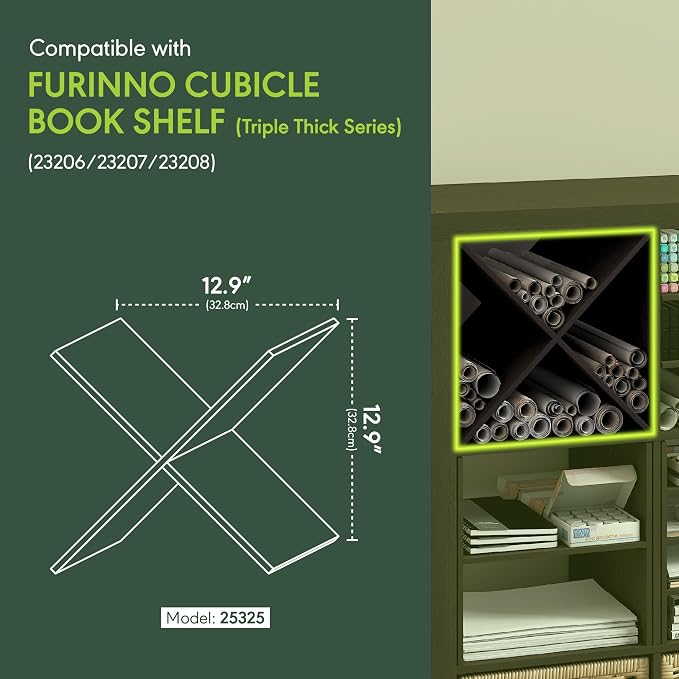 Furinno Cubicle X-Shelf Cube Insert, 3-Shelf Cube Organizer, Dark Oak | 12.9W x - Image 3