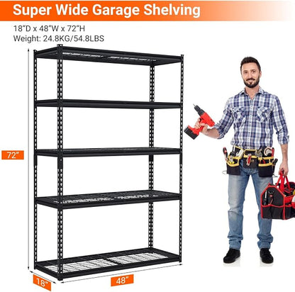 Garage Storage Shelves 5 Tiers, Heavy Duty Storage Shelving Racks - Image 2