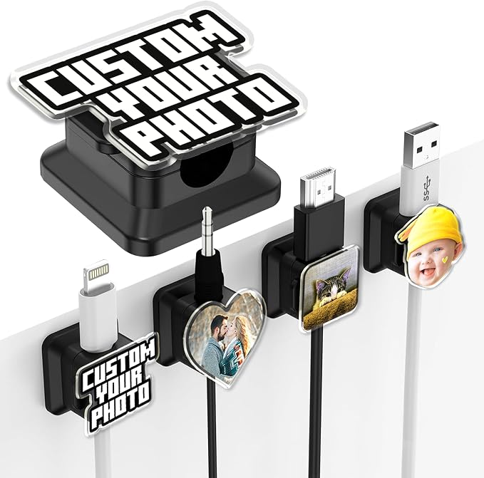 Custom Photo Cord Holder Cable Clips, Personalized Photo Cord Organizer by Unknown
