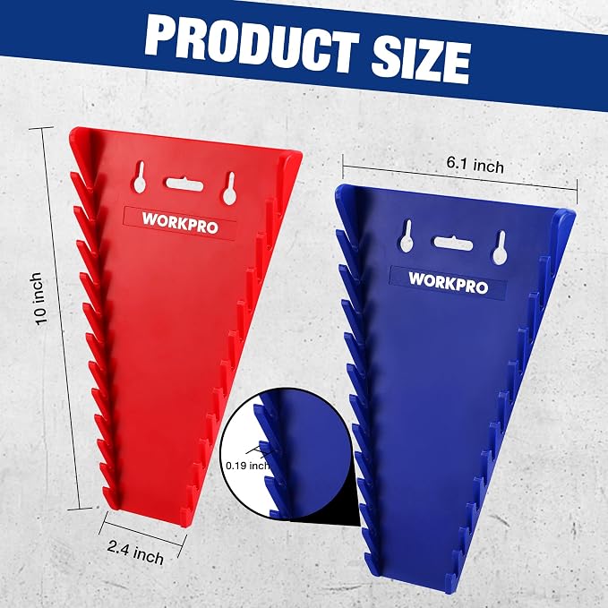 WORKPRO 2-Pack Magnetic Wrench Organizer, 12-Piece Wrench Holder Set - Image 3