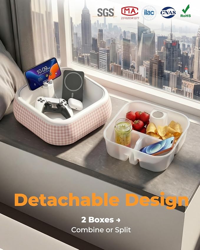 Organizer Tray with Adjustable Phone & Kindle Stand, Waterproof Storage Basket - Image 3