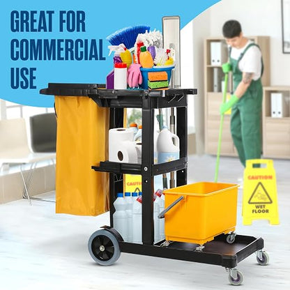 Houseables Cleaning Cart, Janitorial Cart, Cleaning Caddy - Image 7