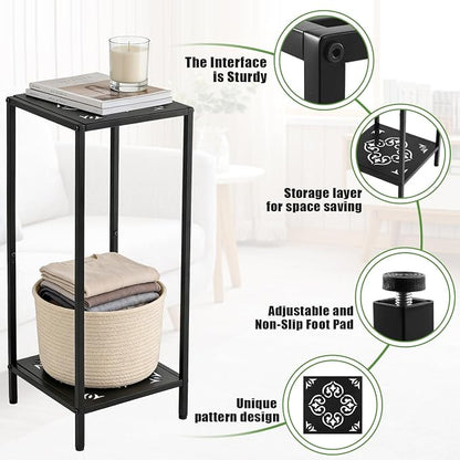 Party Zealot 2-Tier Tall Metal Square Plant Stand 31" Heavy-Duty Modern Flower - Image 4