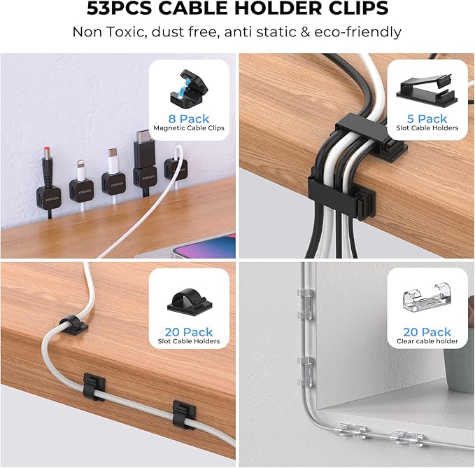98 Pcs Cable Management Kit, Prevents Cables from Tangling Cable Straps - Image 3