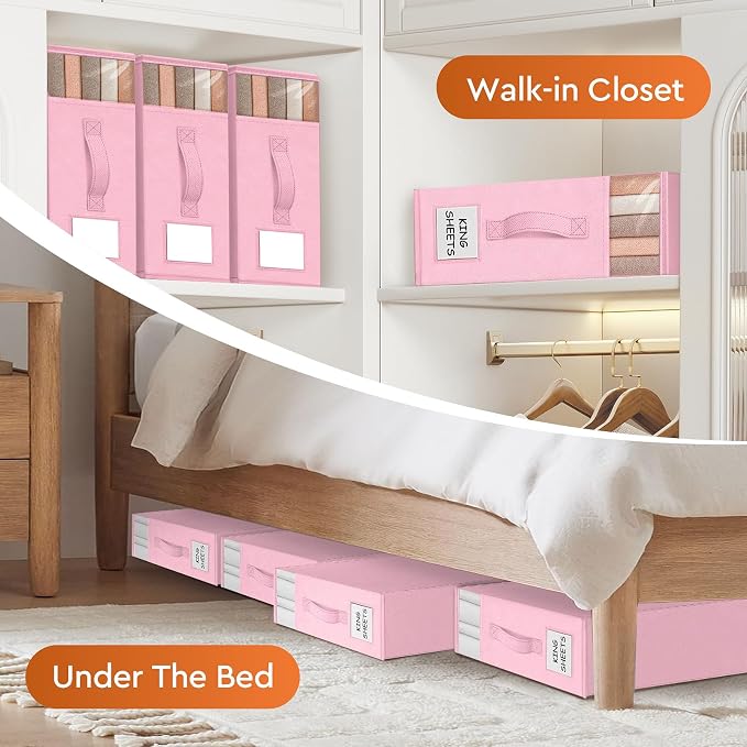 StorageTastic 4 Pack Bed Sheet Closet Organizers and Storage, Sturdy Foldable - Image 6