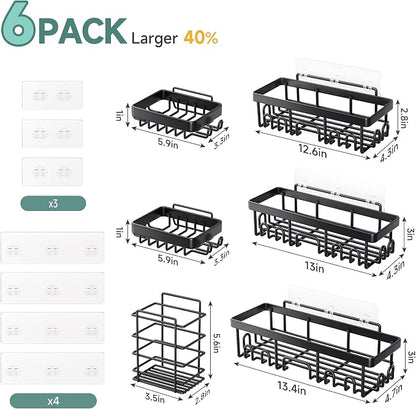 Veken Shower Caddy 6-Pack, Advanced Rustproof Design, No Drilling Adhesive - Image 7