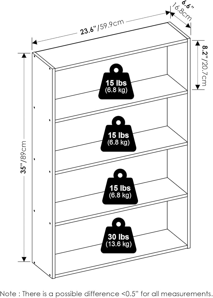 Furinno Basic Book Shelf, 4-Tier Bookcase - Image 3