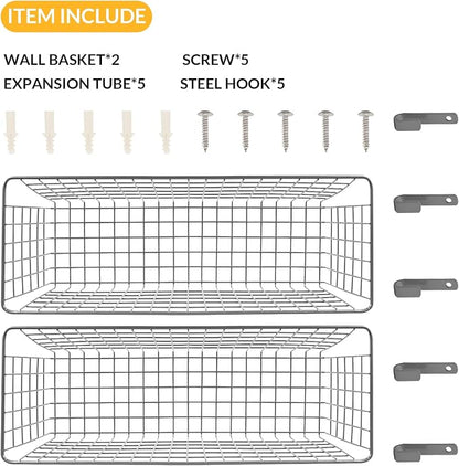 2 Sets Grey Extra Large Hanging Wall Basket - Image 4
