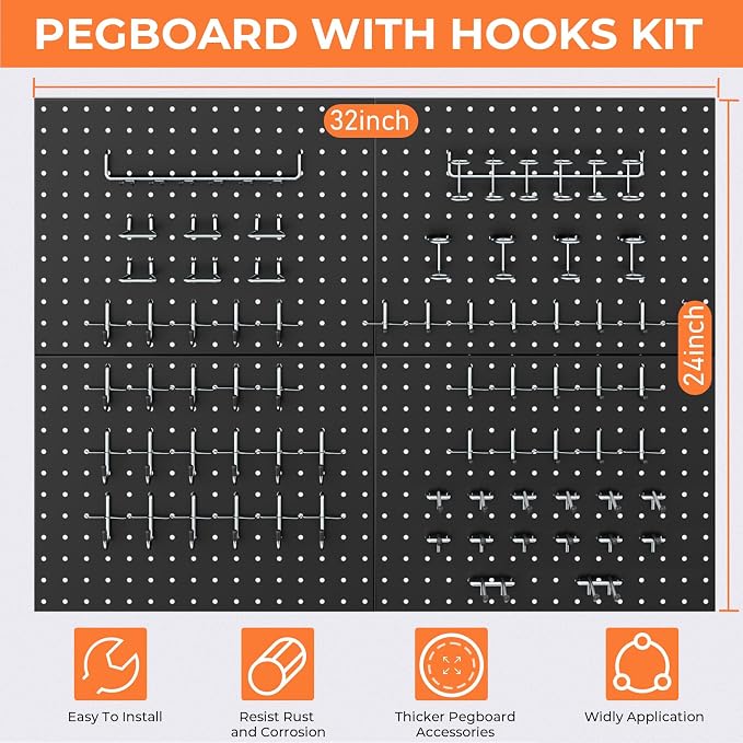 INCLY 70PCS Pegboard Wall Organizer, Garage Tool Storage, Workbench Organization - Image 6