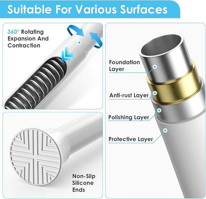 1Pcs Tension Curtain Rod 31 To 76 Inch White Shower Curtain Rod No Drilling - Image 5