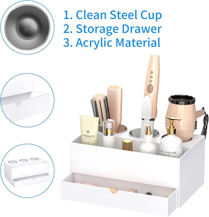 NIUBEE Hair Tool Organizer, Bathroom Countertop Blow Dryer Holder, Vanity Caddy - Image 7