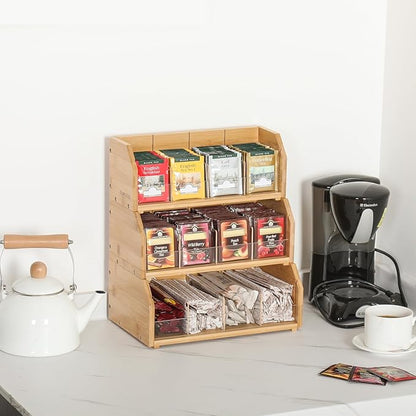 TIOPGHAD 3 Layer Stackable Bamboo Tea Bag Organizer Storage Holder - Image 4