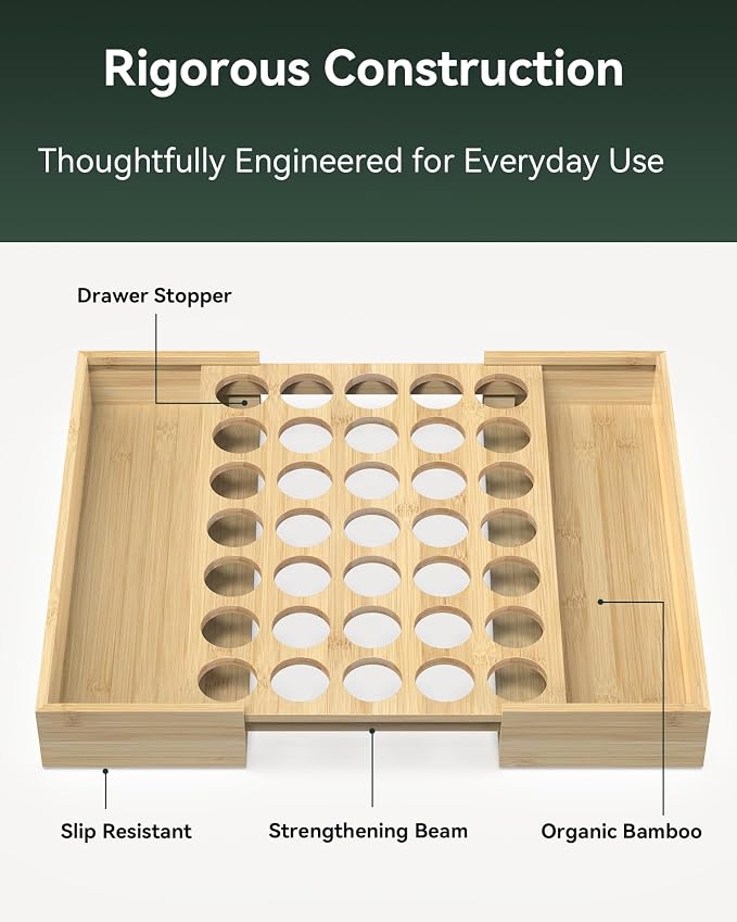 Larger Expandable Bamboo Coffee Pod Holder - Image 4