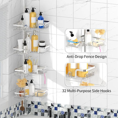 KEGII Corner Shower Caddy Tension Pole, Rustproof Tension Shower Organizer - Image 3