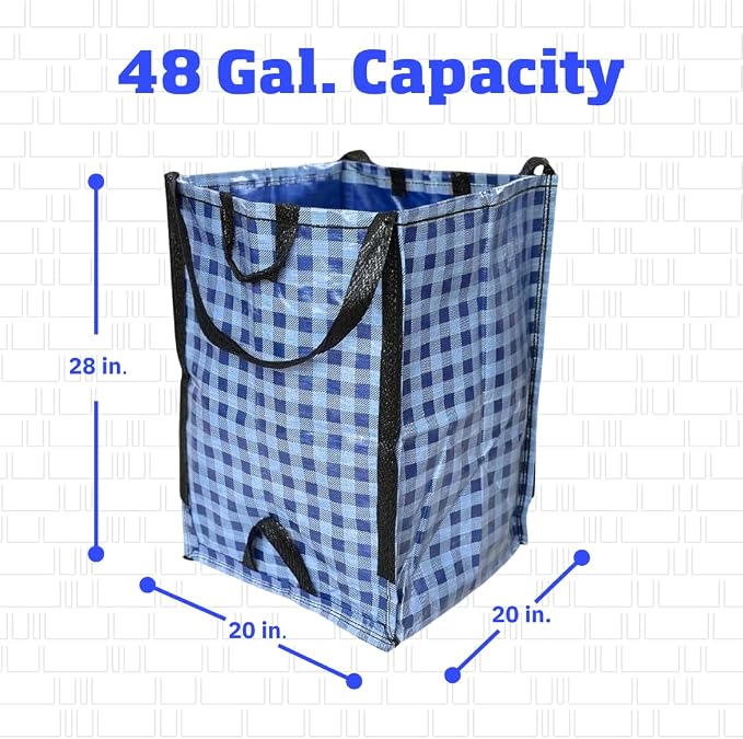 DURASACK Heavy Duty Home and Yard Bags, Gingham Blue - Image 2