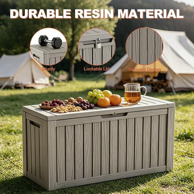 EFU Outdoor Storage Box 140 Gallon Deck Box Lockable UV Resistance Waterproof - Image 3