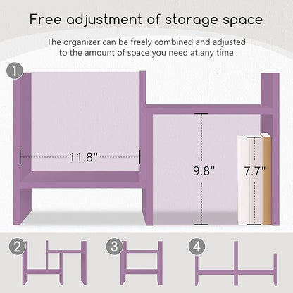 Jerry & Maggie Desktop Organizer Office Storage Rack Adjustable Wood Display - Image 5