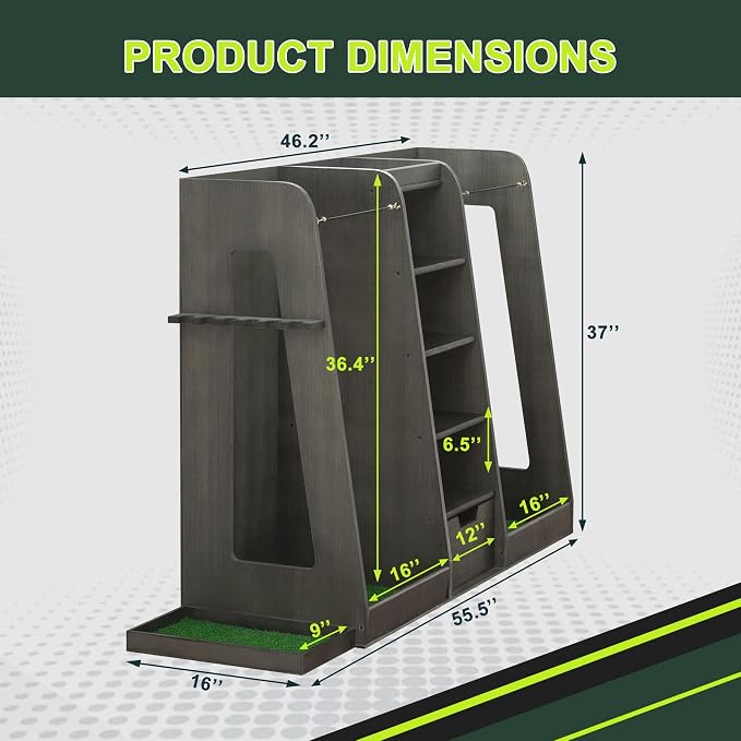 Golf Bag Organizer Storage Rack Large Wooden - Image 2