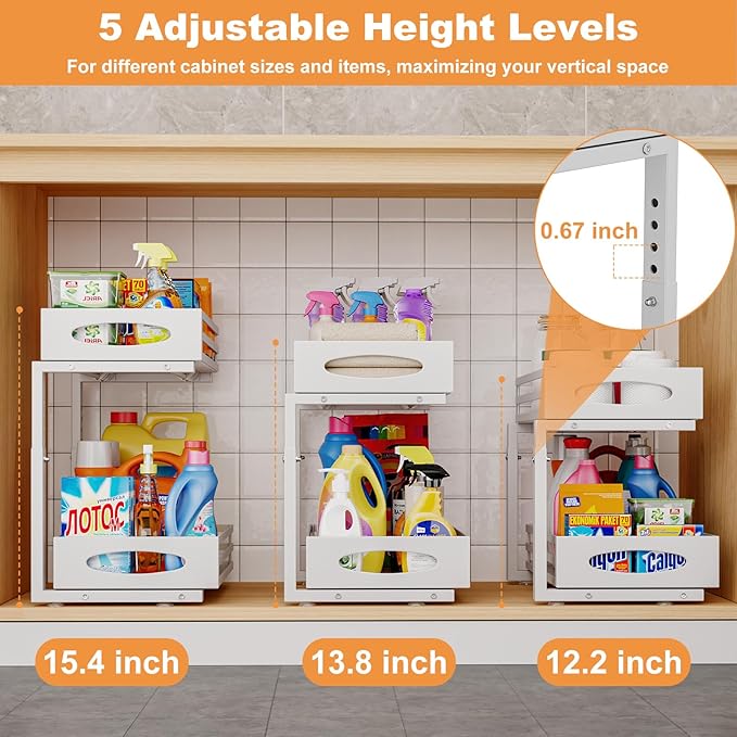 Under Sink Organizer, 2 Tier Under Sink Organizers and Storage, Adjustable - Image 6