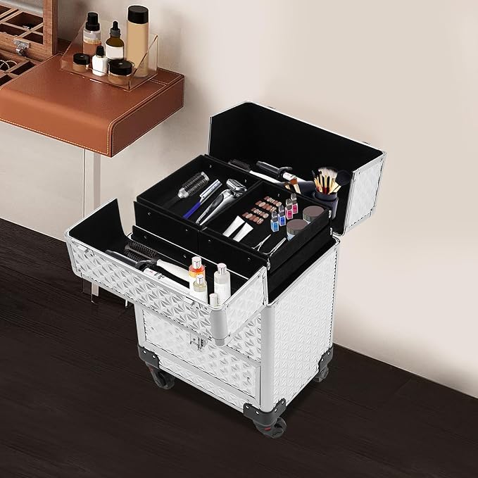 Rolling Nail Case, Salon Makeup Train Case Nail Storage Box Manicure Case - Image 4