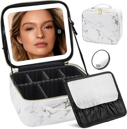 Makeup Bag with Mirror and Light, Makeup Case with Lighted Mirror, Travel by Jadazror