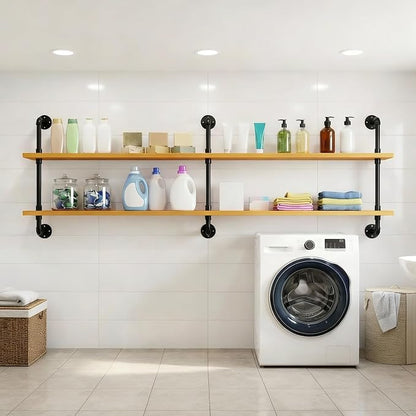 HDDFER Industrial Pipe Shelving Rustic Floating Bookshelf - Image 5